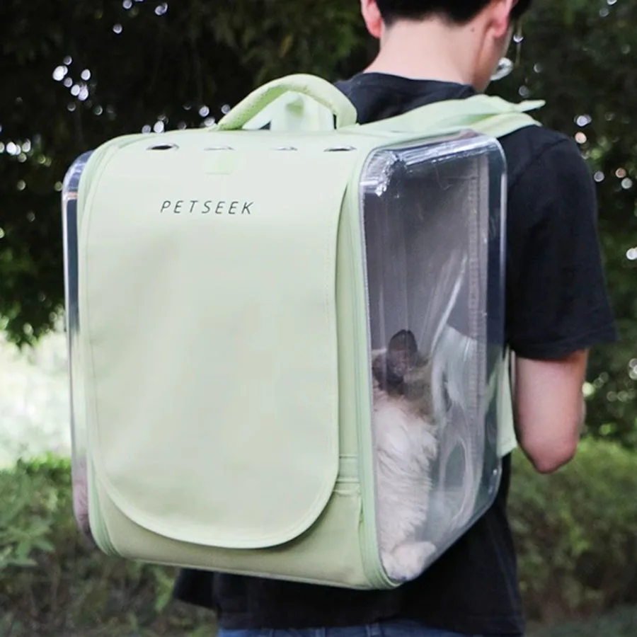 Portable Cat Bag Travel Shoulders Breathable Creative Transparent Cat Bag Outdoor Zipper Folding Window Mochila Gato Backpack