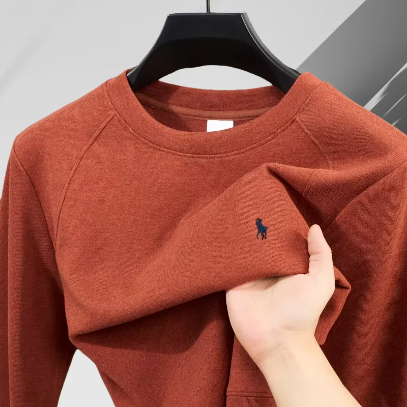 High end men's designer original brand Paul embroidery T-shirt autumn and winter new double-sided velvet warm long sleeved top