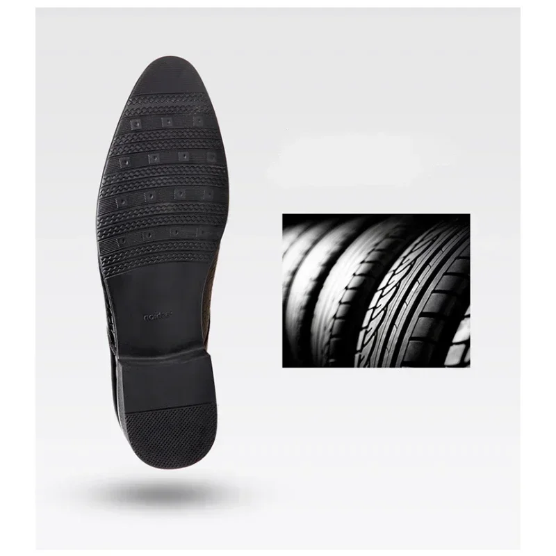 Dress Shoes PU Leather Fashion Men Business Dress Loafers Pointy Black Shoes Oxford Breathable Pointed Formal Wedding Shoes