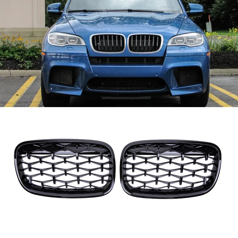 

Diamond Kidney Grille Racing Grills Car Front Grills Car Styling Style Grilles For BMW X5 X6 E70 E71 2008-2013 Replacement 2PC