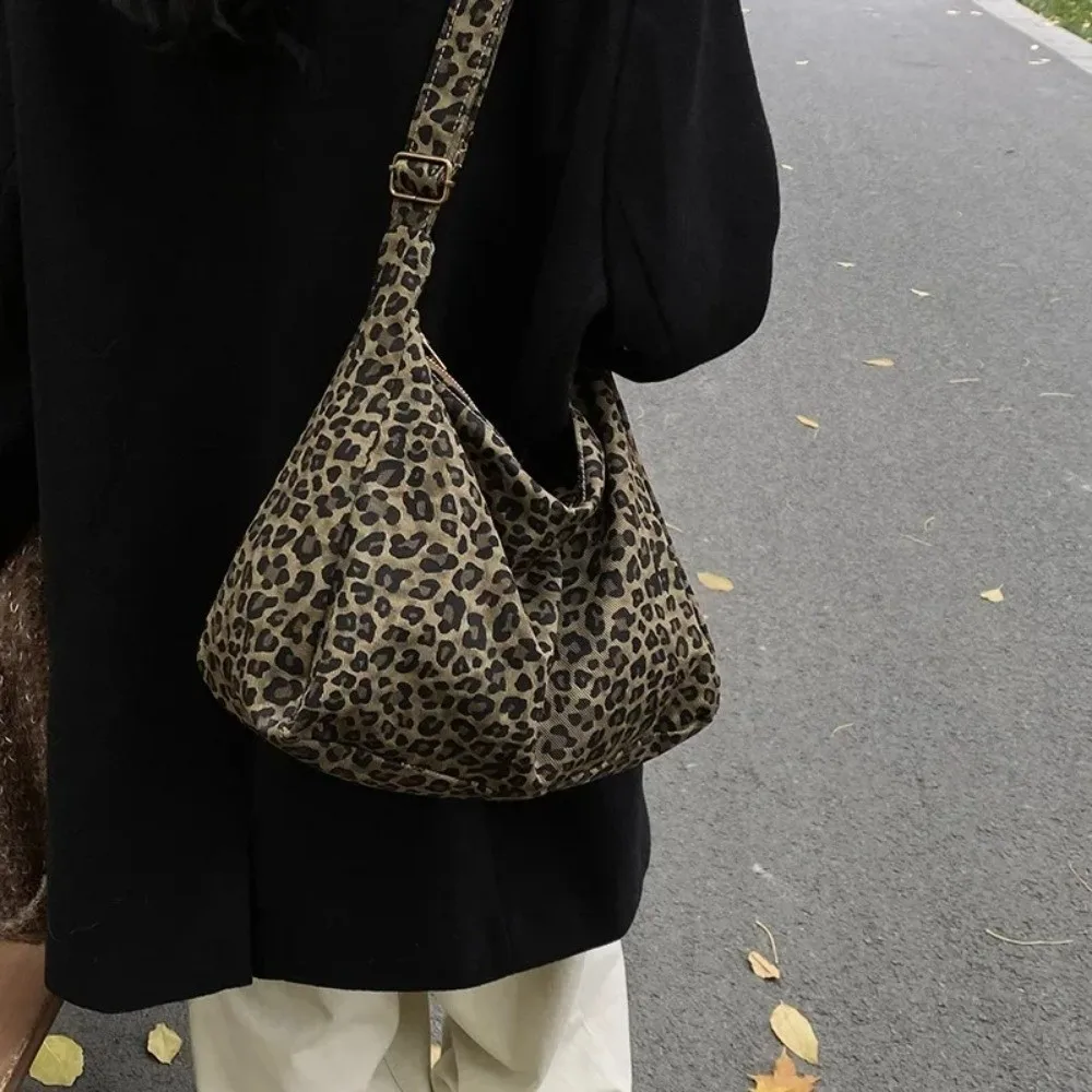 New Soft Textile Women's Shoulder Bag Large Capacity Adjustable Strap Leopard Print Bag Crossbody Bag image 3