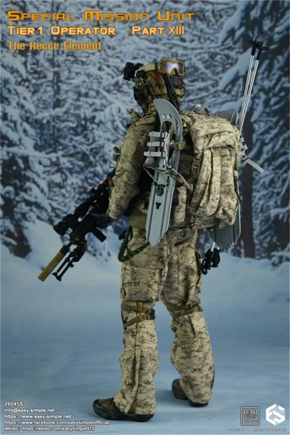 1/6 Easy&Simple ES 26045S Special Mission Unit Tire1 Operator Part XIII The Recce Large Camo Backpack Bags Winter Sledge For Fan