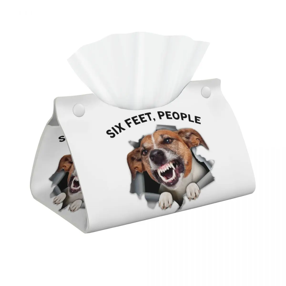 Custom Jack Russell Terrier Six Feet People Tissue Box Cover Rectangular PU Leather Cute Dog Facial Tissues Holder for Bathroom