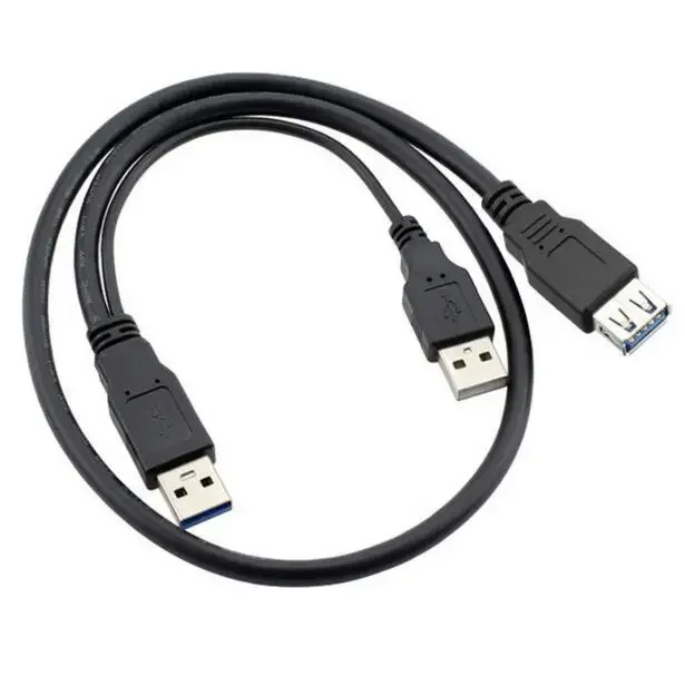 60 سنتيمتر 2ft 0.3 متر Y نوع كابل اثنين USB 3.0 ذكر إلى USB أنثى Y كابل للقرص الصلب الخارجي مع طاقة إضافية