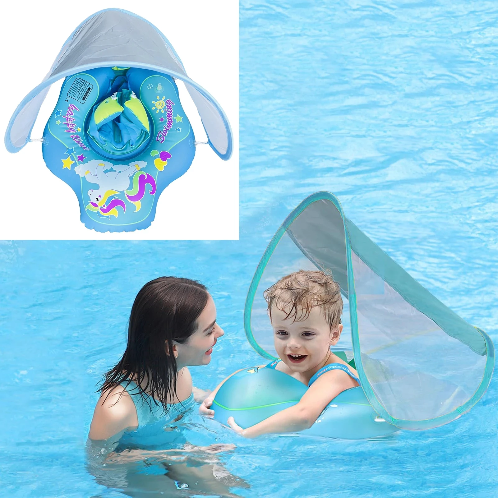 Baby Swimming Ring Inflatable Adjustable Safety Float for Infants Toddlers Kids Pool Bathing Summer Swimming Toys with Seat view 2