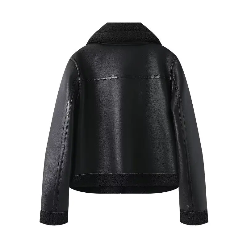 Winter 2024 Damen Design Sensation Vielseitige Pelzleder Jaet Oberbekleidung 874267 Lockere Passform Normale Länge Anderes Material 00 %