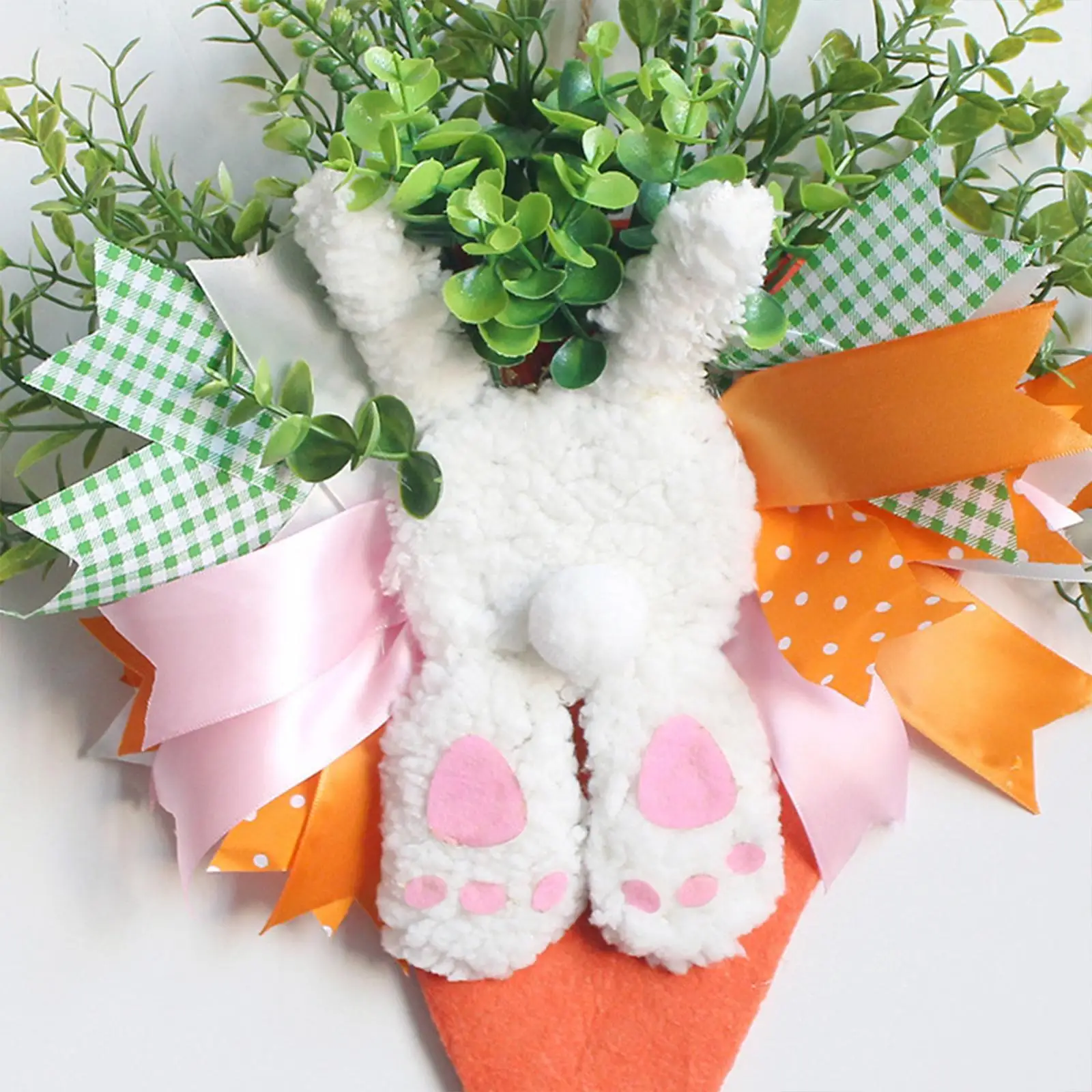 Easter Door Wreath Hanging Garland Rabbit Decoration Front Door Decor for Home Holiday Patio Indoor Outdoor Easter Celebration