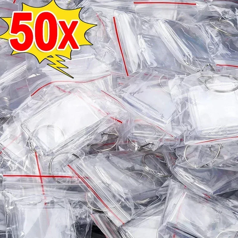 5/50pcs Transparent Photo Frame Keychain Tassels Snap-In Custom Insert Photo Acrylic Blank Keyring Clear Blank Picture Pendant