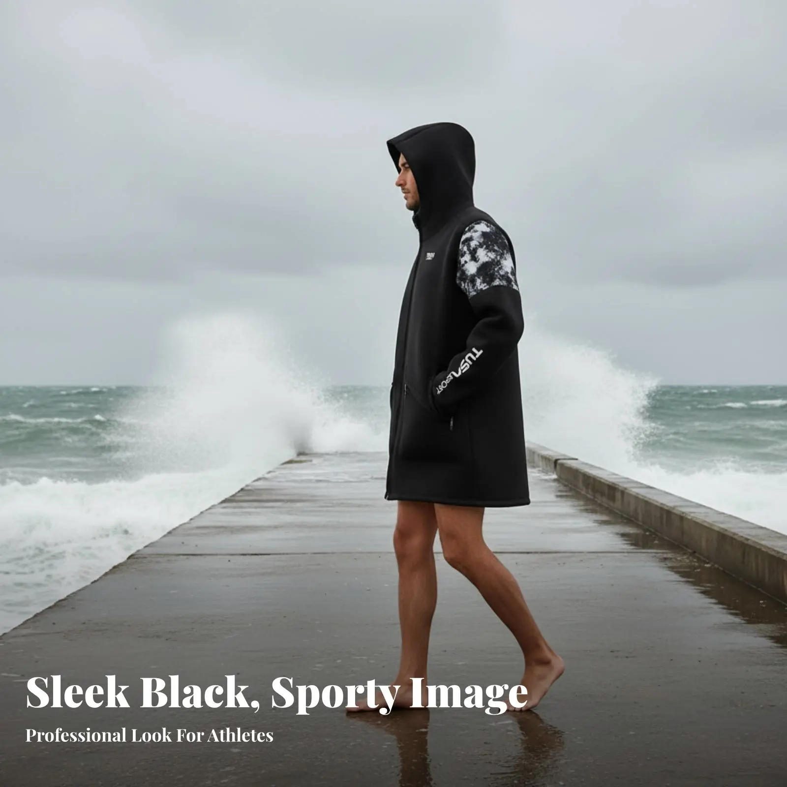 

Куртка для дайвинга с капюшоном, 2 мм, термозащитный верх для гидрокостюма, защита от солнца, унисекс, черная, для водных видов спорта