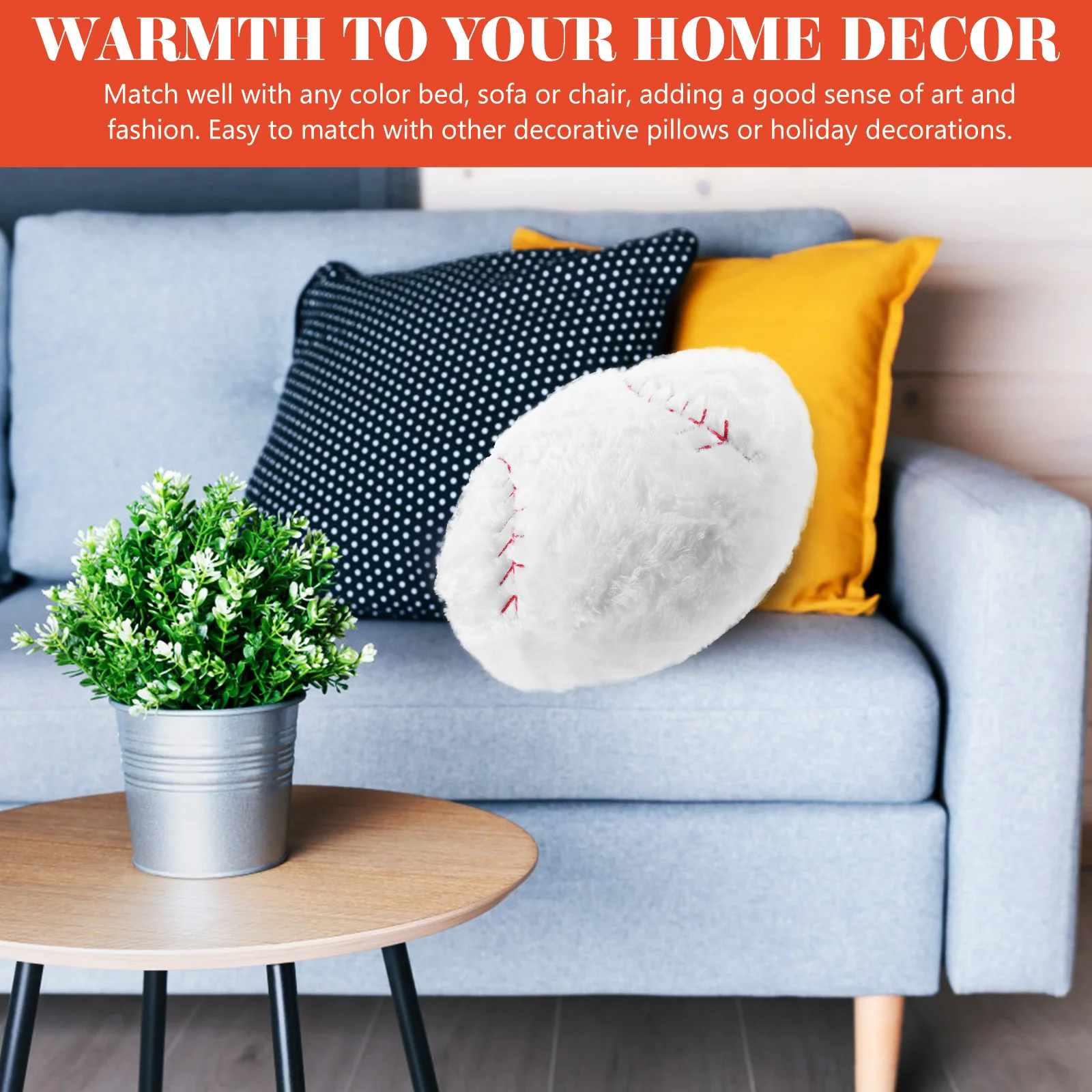 

Baseball Shape Comfy Ball Cushion Baseball Pillow Round Soft Throw Cushion Decorative Sofa Ball Pillow Decorative Throw