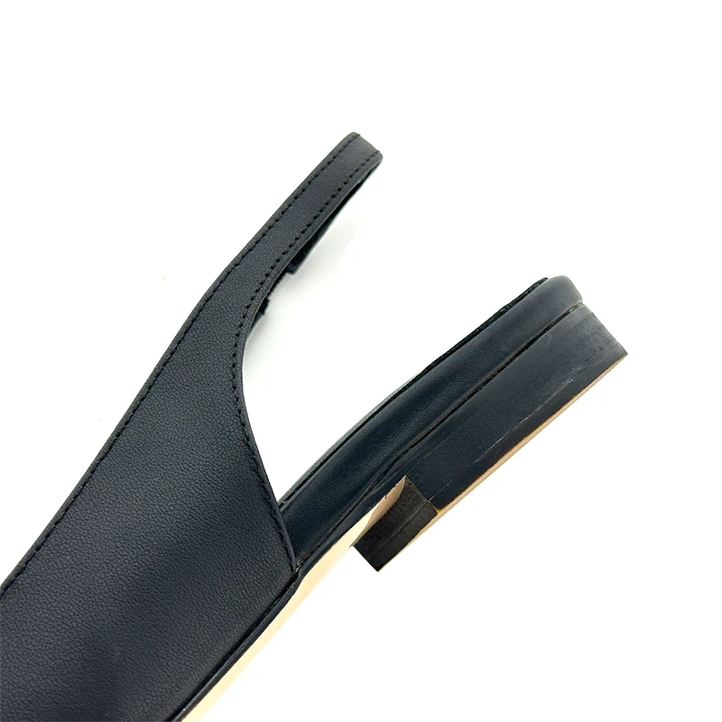 2024 New Summer Women's Sandals Genuine Leather Pointed Elastic Band Sexy Low Heel Sandals Fashion Leather Bag Party Shoes 34-44