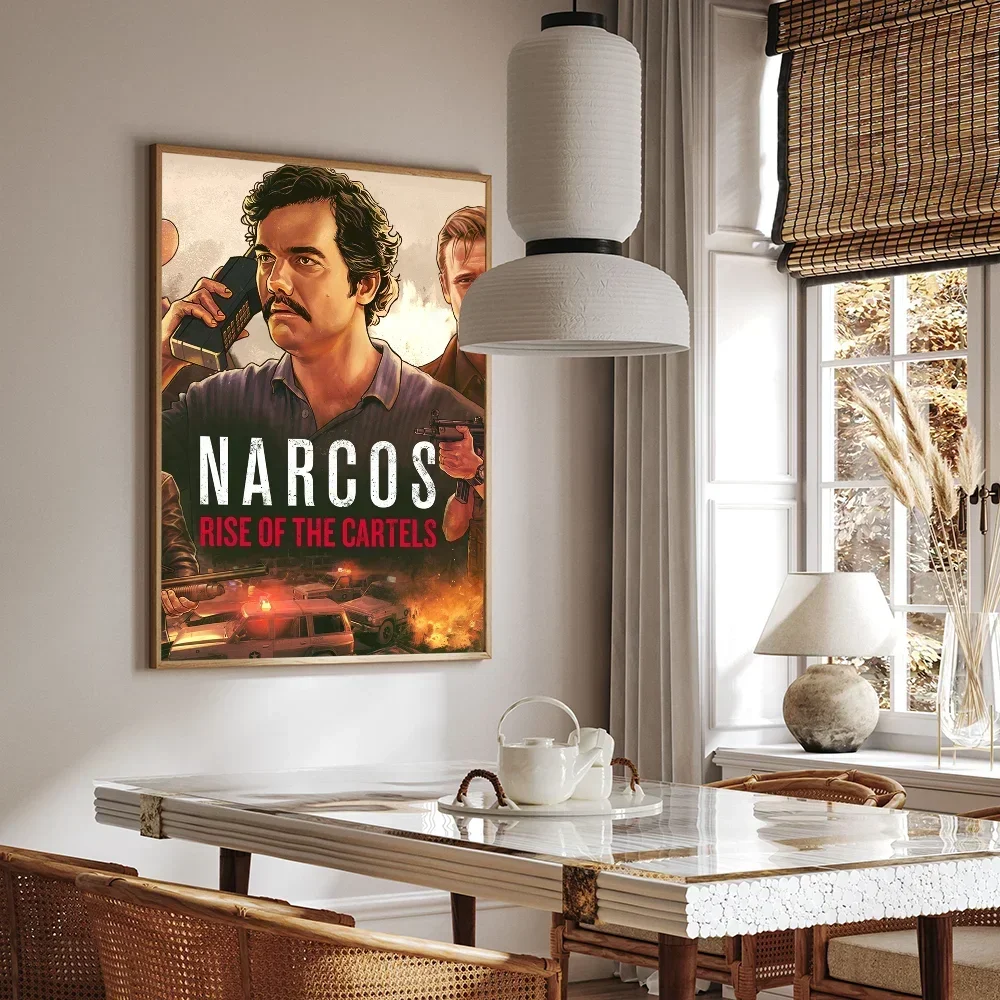 1PC Narcos TV Series Pablo Escobar Movie Sticky Posters Retro Kraft Paper Sticker DIY Room Bar Cafe Aesthetic Art Wall Painting
