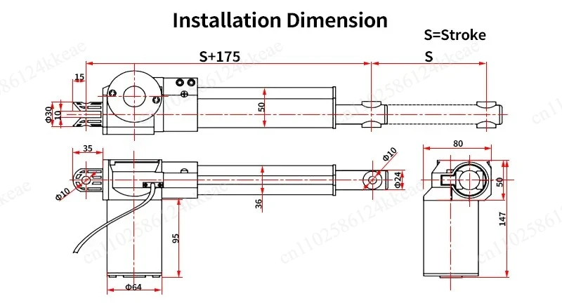 DC Linear Actuator 12V 24V DC Linear Motor Heavy Duty 6000N For Controller Home Use Sofa Recliner Lift Stroke 100mm 150mm 200mm