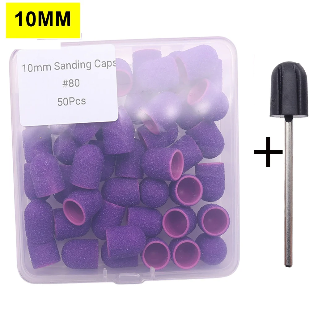 

50pcs Nail Drill Pedicure Sanding Caps with Rubber Nail Sanding Bands Milling Cutter Rotating Remove Burrs Electric Manicure