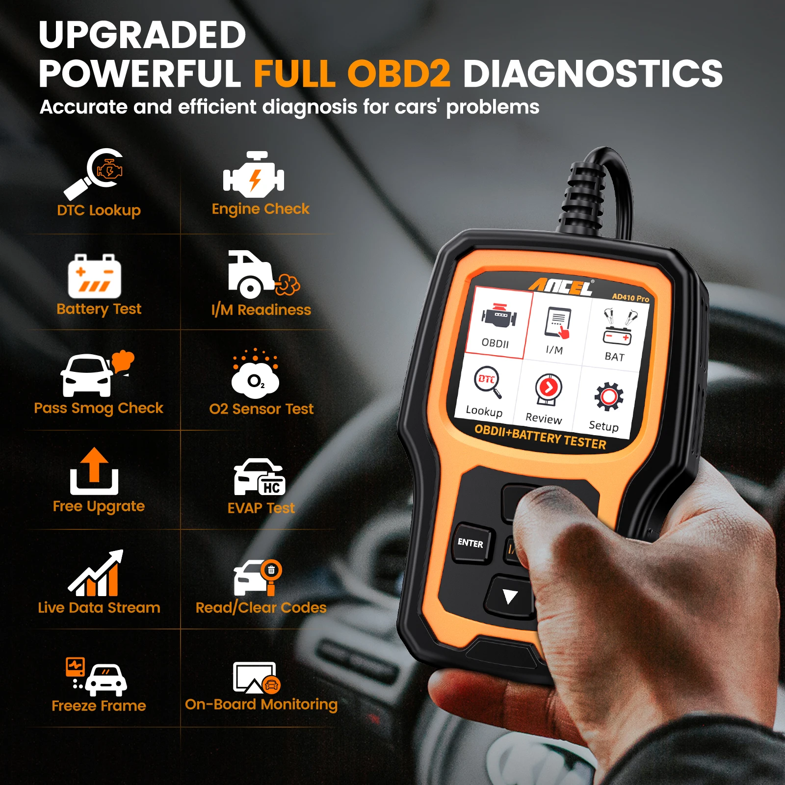 ANCEL AD410pro  OBD2 Automotive Scanner Code Reader Check Engine Light Car Scan Emission Analyzer OBD Automotive Diagnostic Tool