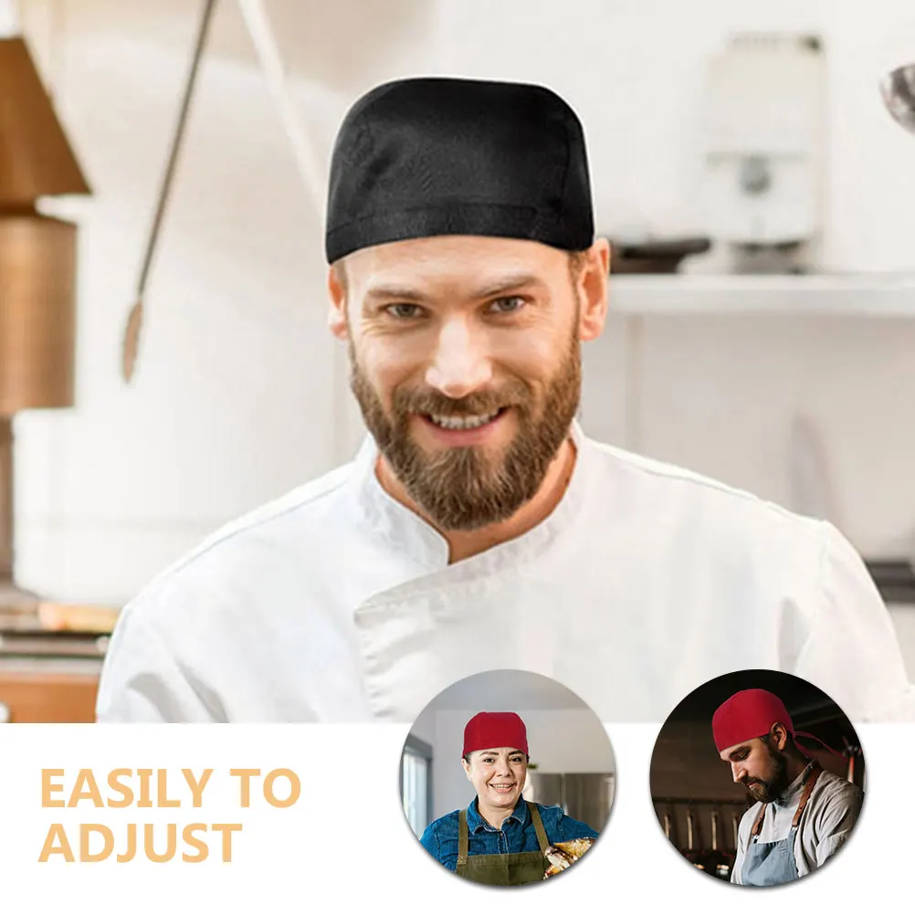 

2Pcs Chef Hat Turban Comfortable Adjustable Cotton Catering Hats for Restaurant Kitchen Cooking Uniform