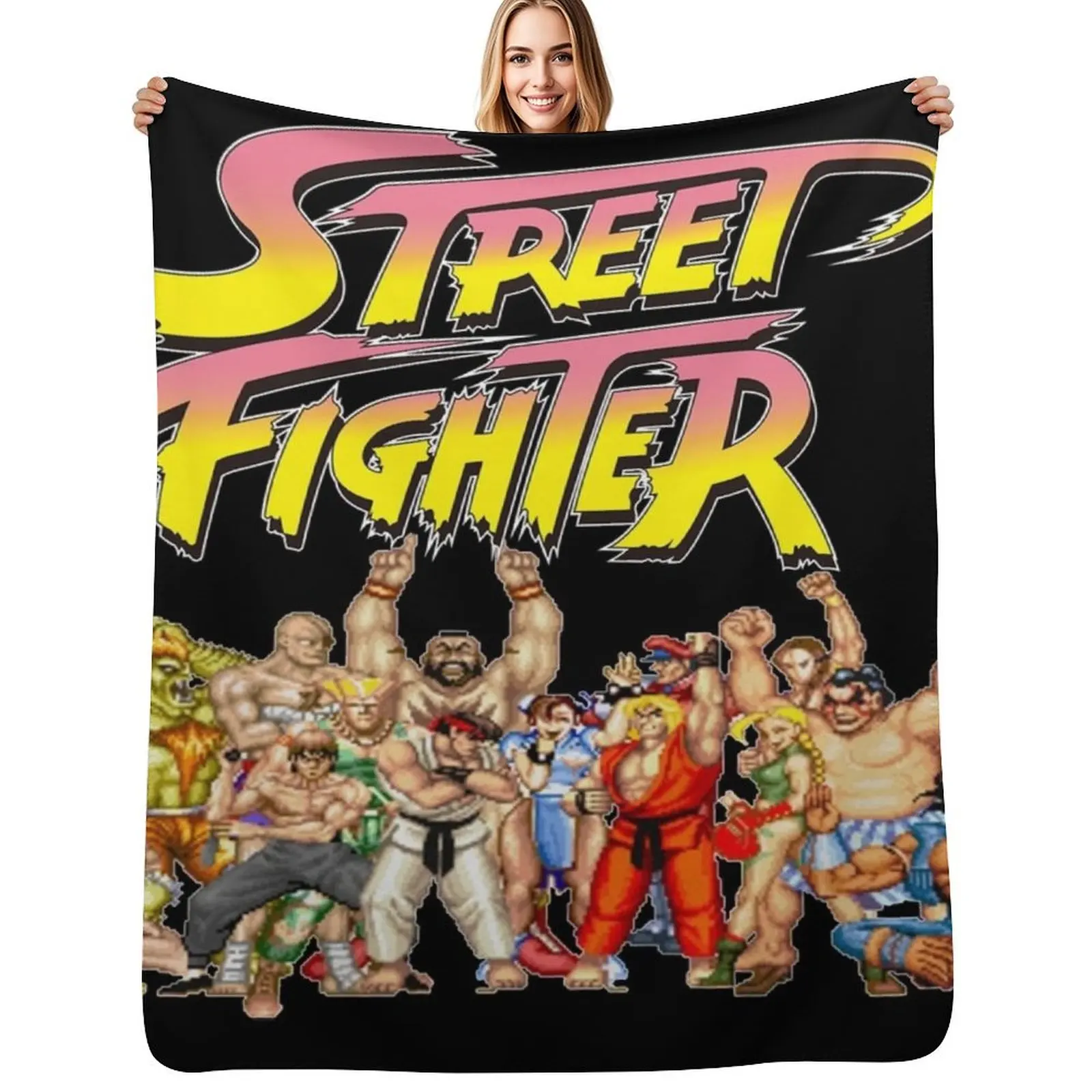 

Street Fighter retro game Throw Blanket Comforter Decorative Sofas Decoratives Flannels Blankets