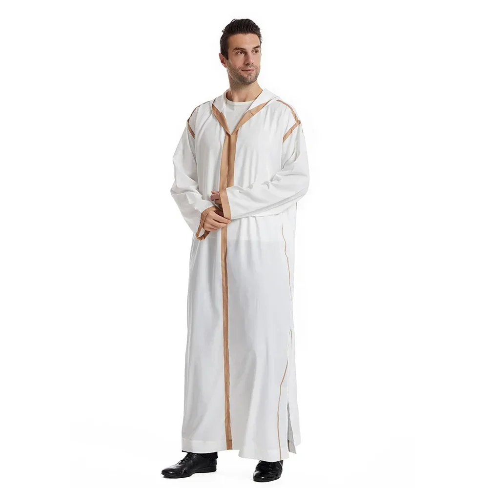 Costumi arabi Robe Dubai Saudi Abaya Men Muslim Jubba Thobe Dress Eid Hooded Turkey Kaftan abbigliamento islamico caftano Middle Party