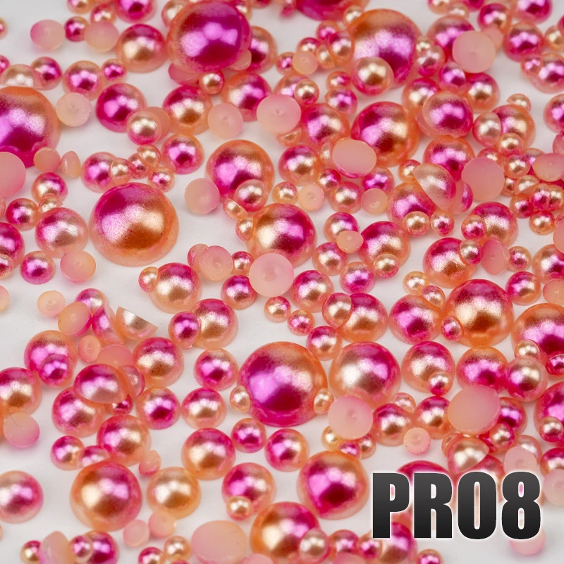 VDD 200g Großhandel, gemischte Größen 3-10mm, Meerjungfrauenfarbe, ABS-Imitationsperlen, halbrunde Flachrückseite, Perlen für Bastelarbeiten, DIY, Nagelkunst-Zubehör – Detail 10