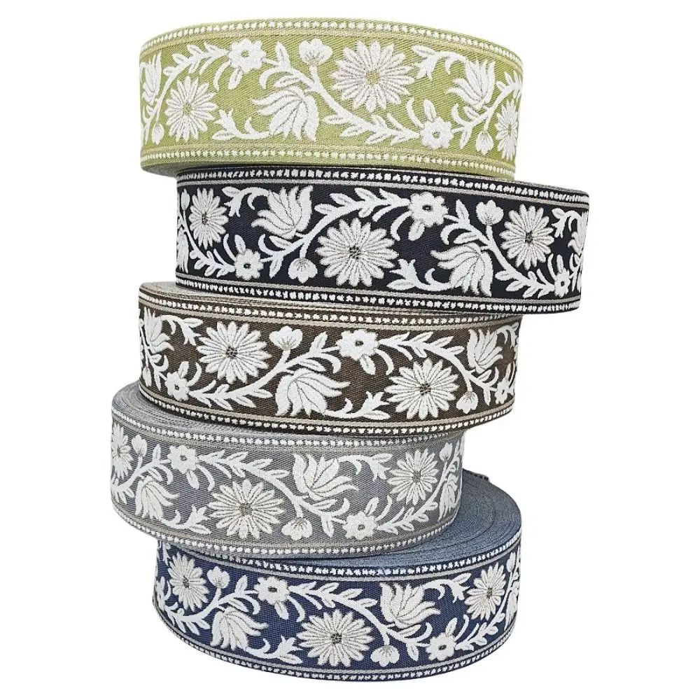 

24M Vintage Embroidery Fabric Jacquard Webbing Trim Boho Lace 7CM Width Trim Tassel Accessories Upholstery Trim