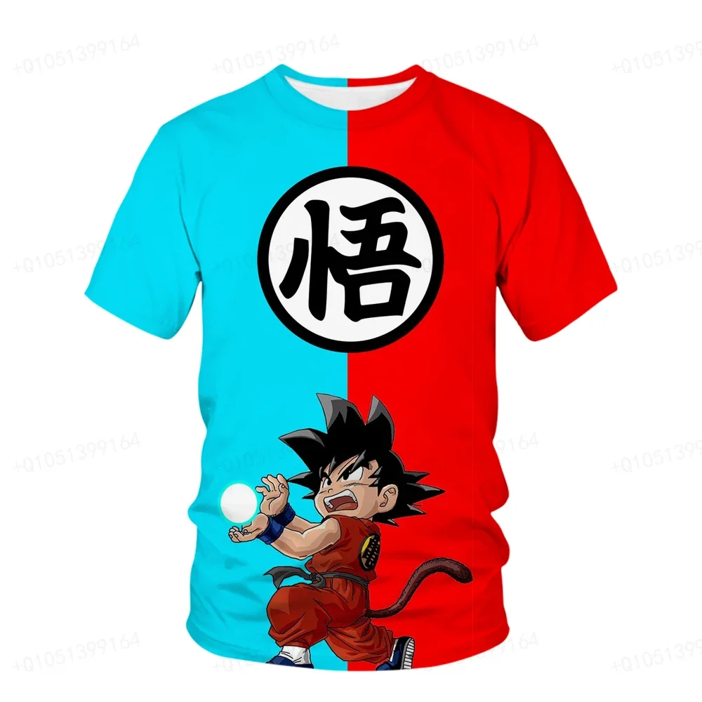 2024 New Dragon Ball Super 3D Printing Saiya Man Goku T-shirt Children Cartoon Clothing Casual Comfort 4-14T Y2K