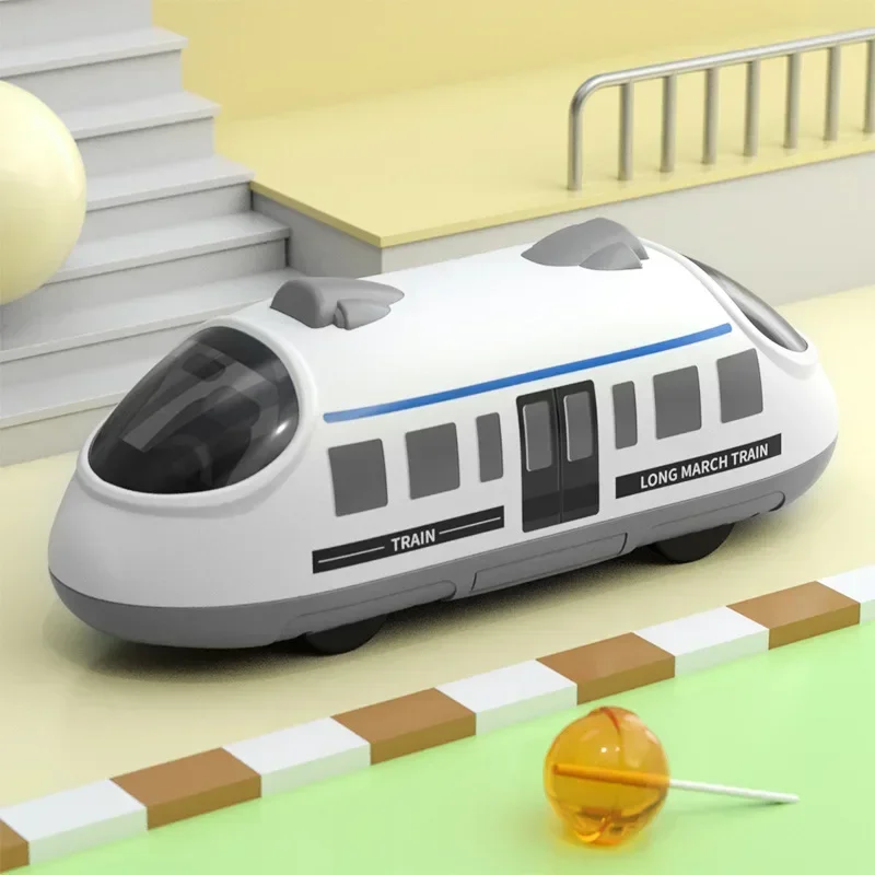 Rebound High Speed Rail Car Toy para crianças, desenhos animados, metrô, frente e para trás, puxar o veículo, dinossauro, presentes do miúdo