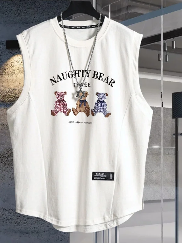 

Мужская летняя повседневная футболка из хлопка (300 г/м²) большого размера, свободного кроя, дышащая, с открытыми плечами