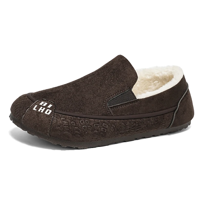 2026 Autumn Winter New Men Fleece Lined Moccasins Versatile Fashion Lazy Slip-on Warm Casual Men Shoes