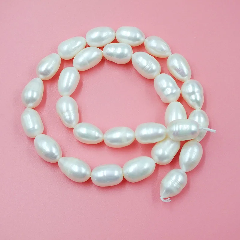 10 shares   Fashion Jewelry Making White Freshwater Pearl 9-10mm Rice Loose Pearl 15