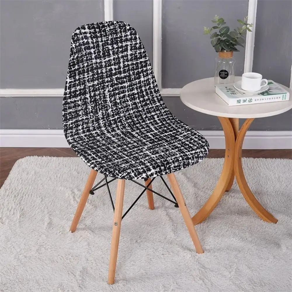 

New Elastic Shell Chair Cover Geometric Dacron Spandex Seat Covers Dining Chairs Slipcovers Living Room