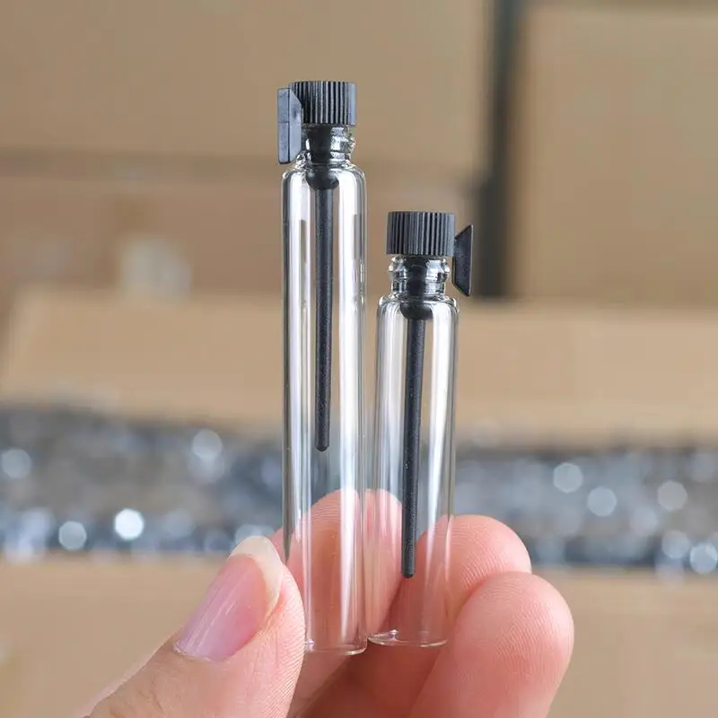 

500pcs/lot 1ml 2ml 3ml Sample Test Bottle Thin Glass Perfume Vials Transparent Glass Tubes Bottle with Plastic Stopper