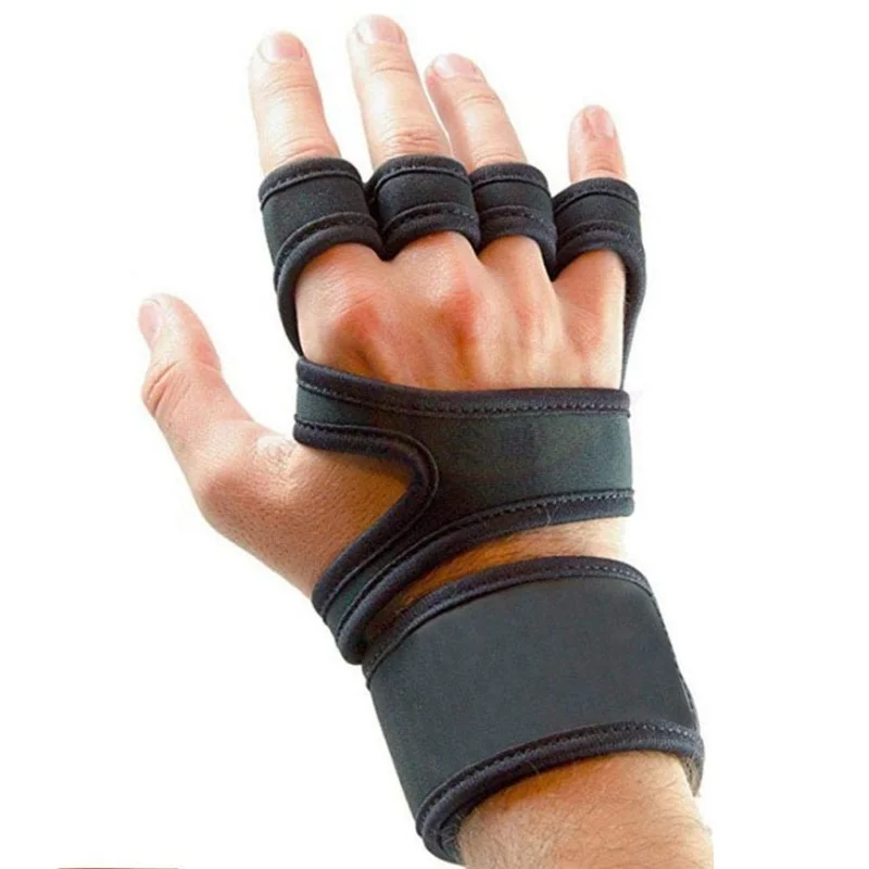 New 1 Pair Weight Lifting Training Gloves Women Men Fitness Sports Body Building Gymnastics Grips Gym Hand Palm Protector Gloves