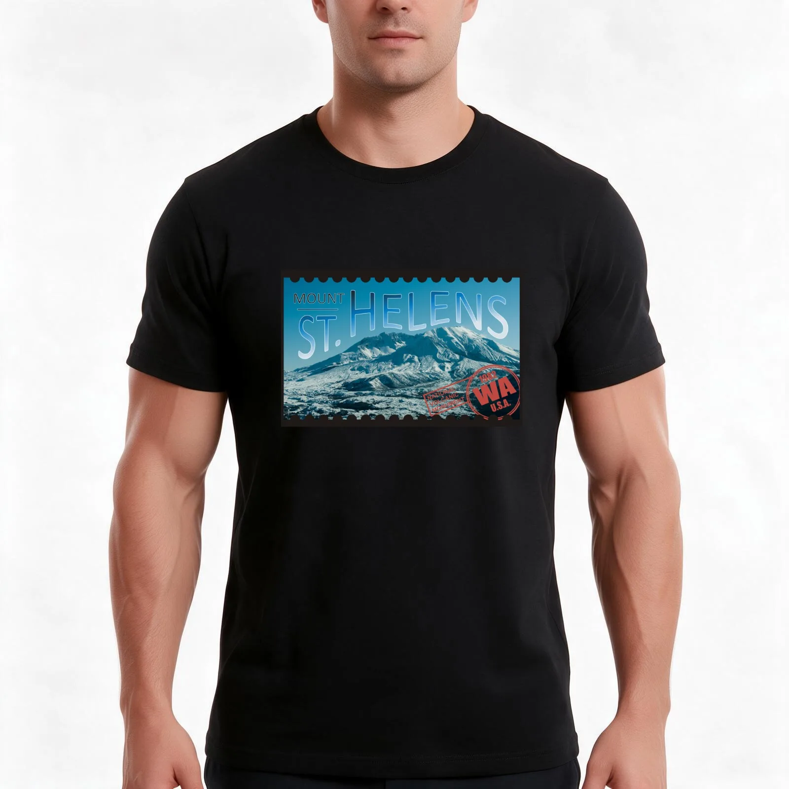 St Helens Stamp T-Shirt, Summer Casual Cotton Tee, Oversized Streetwear Tops, Vintage Graphic Print, Loose Fit Short Sleeve