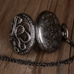 Vintage Octopus Pattern Quartz Pocket Watch Arabic Numerals Dial Necklace Pendant Clock Retro Fashion Timepiece Gift Unisex