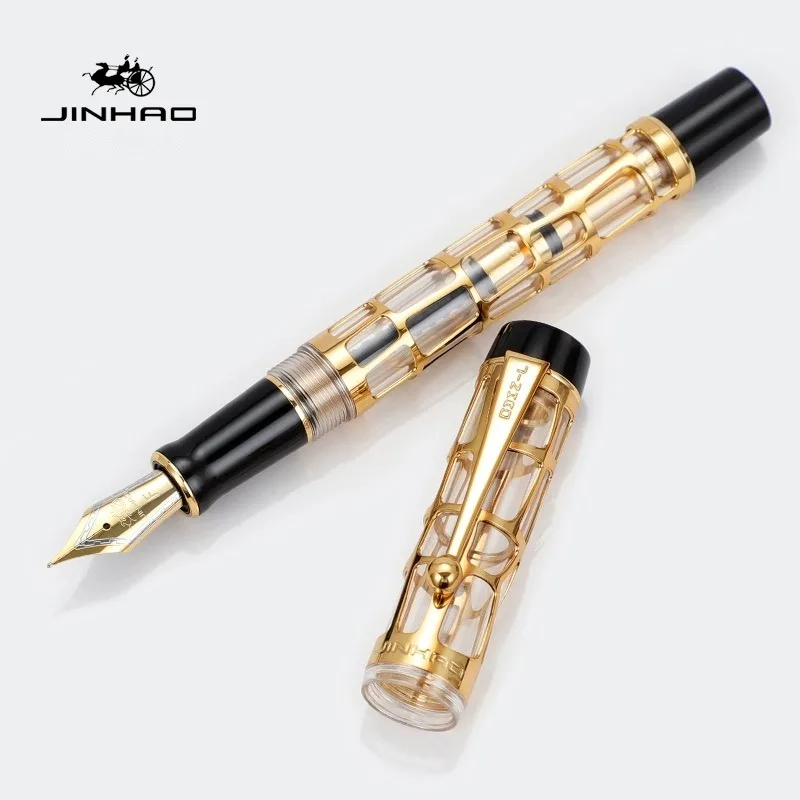 JINHAO 100 Fountain Pen Luxury Elegant Resin Hollow Series Elegant EF/F/M Nib Business Stationery School Office Supplies PK 9019