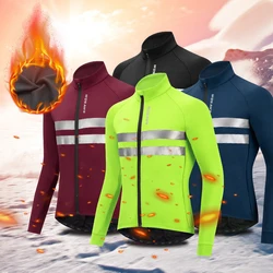 WOSAWE Winter Thermal Cycling Jacket Fleece Warm Up Mountain Bike Jersey Windproof Waterproof MTB Bicycle Snowboarding Clothing