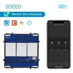 Bseed EU Standard The Base Of Wifi Touch Switch Not Dimmer AC 110~240V, 1 Gang  2 Gang 3 Gang Control Switch Without Glass Panel