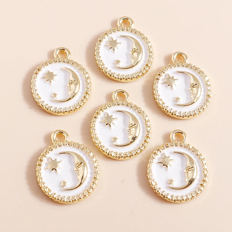 Mix 8 Stück Goldfarbe Herz Mond Sterne Bär Kristall Perlen Charms für DIY Schmuckherstellung Zubehör Anhänger Halskette Ohrringe – Detail 7