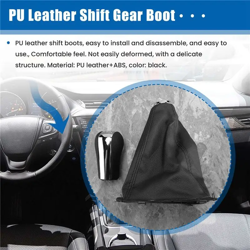 A09E-5 Speed Car PU Leather Gear Shift Knob Shifting Gear Cover Shift Gear Boot For Toyota Avensis T25 MK2 II 2003-2009