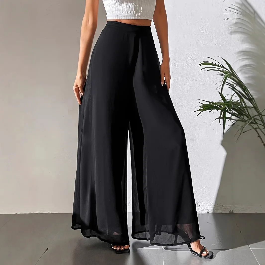 

2025 European and American Casual Chiffon Wide-leg Pants Loose Trousers