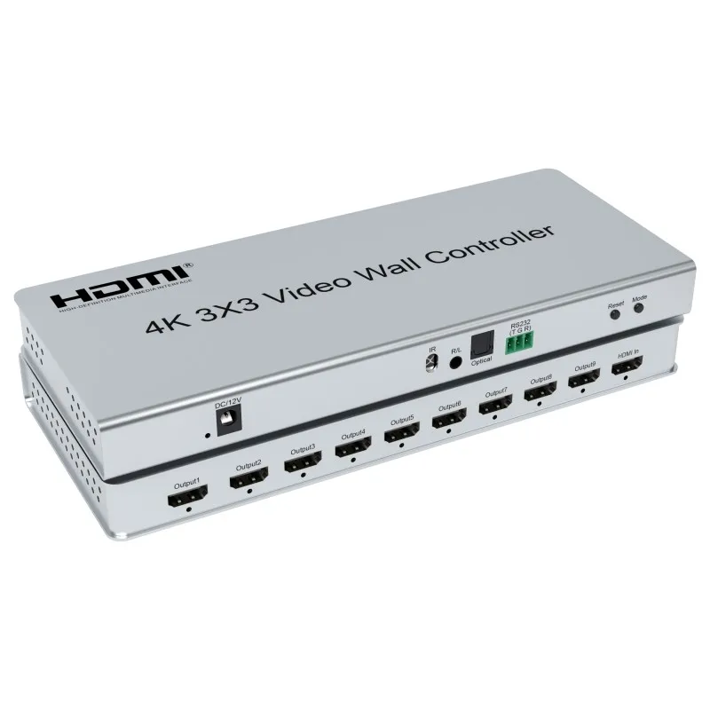 4K HDMI Video Wall Controller 3x3 HDMI Output and 1 Input for 9 TV Splicing Display