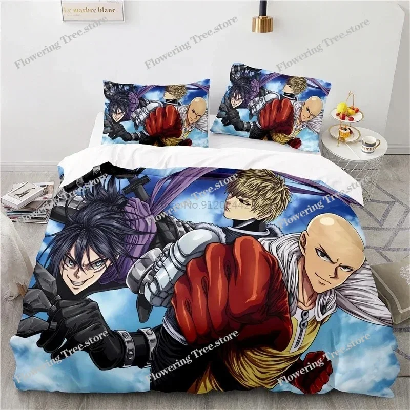 

ONE PUNCH-MAN Cartoon Bedding Sets Anime Print Duvet Cover Set with Pillowcase Home Textile Twin Full Queen King Size