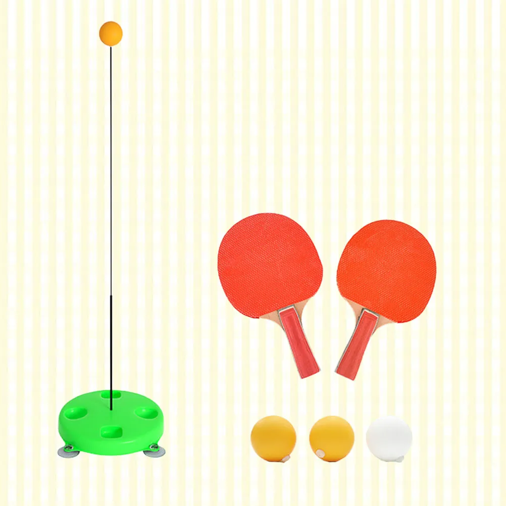 1 Set Green Mini Table Tennis Training Device Elastic Bobbin Sports For Kids Reflex Coordination Practice Indoor Outdoor Play