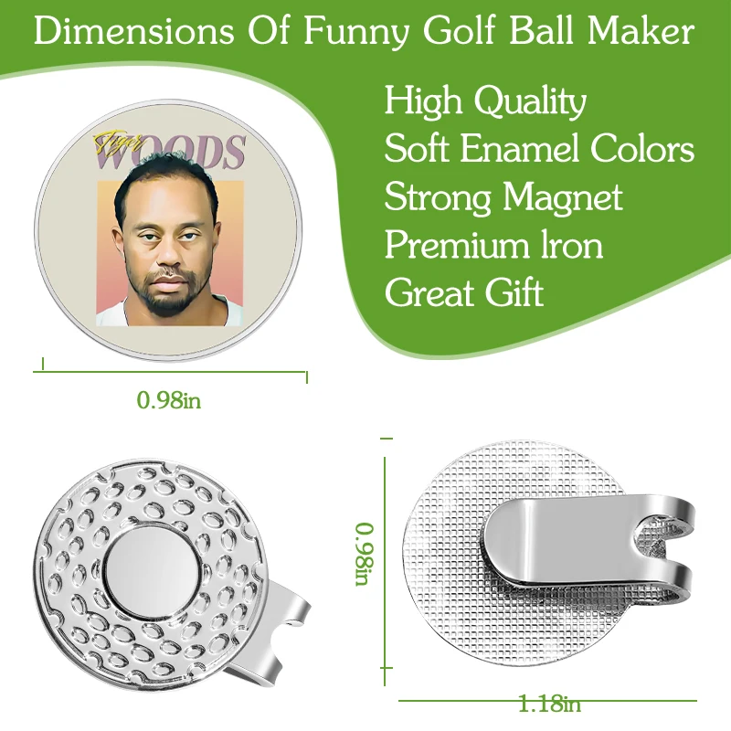 Fashion Golfer Pattern Enamel Magnetic Golf Ball Marker Hat Clip Golf Baseball Cap Clips Decorative Accessories Gift for Friends