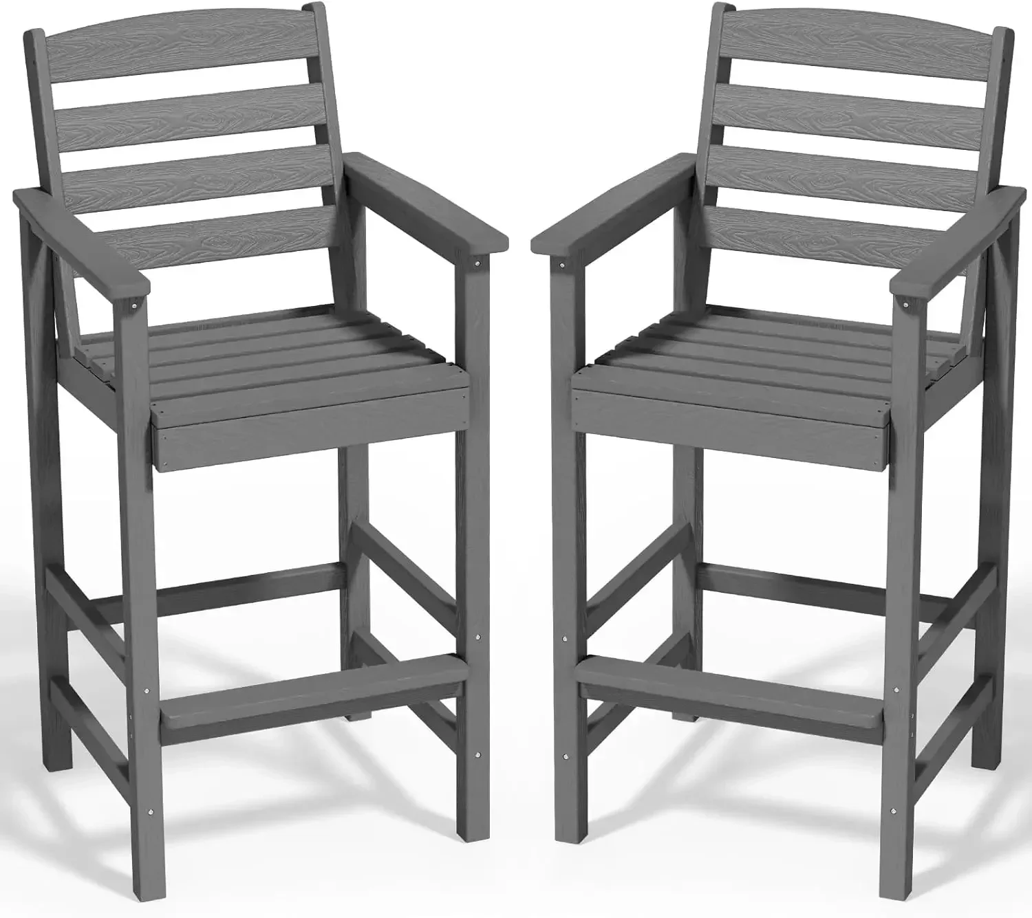 Tall Adirondack Chairs Set of 2, Balcony Adirondack Chairs Set, Outdoor Bar Height Barstools Chair Set for Bistro, Poolside