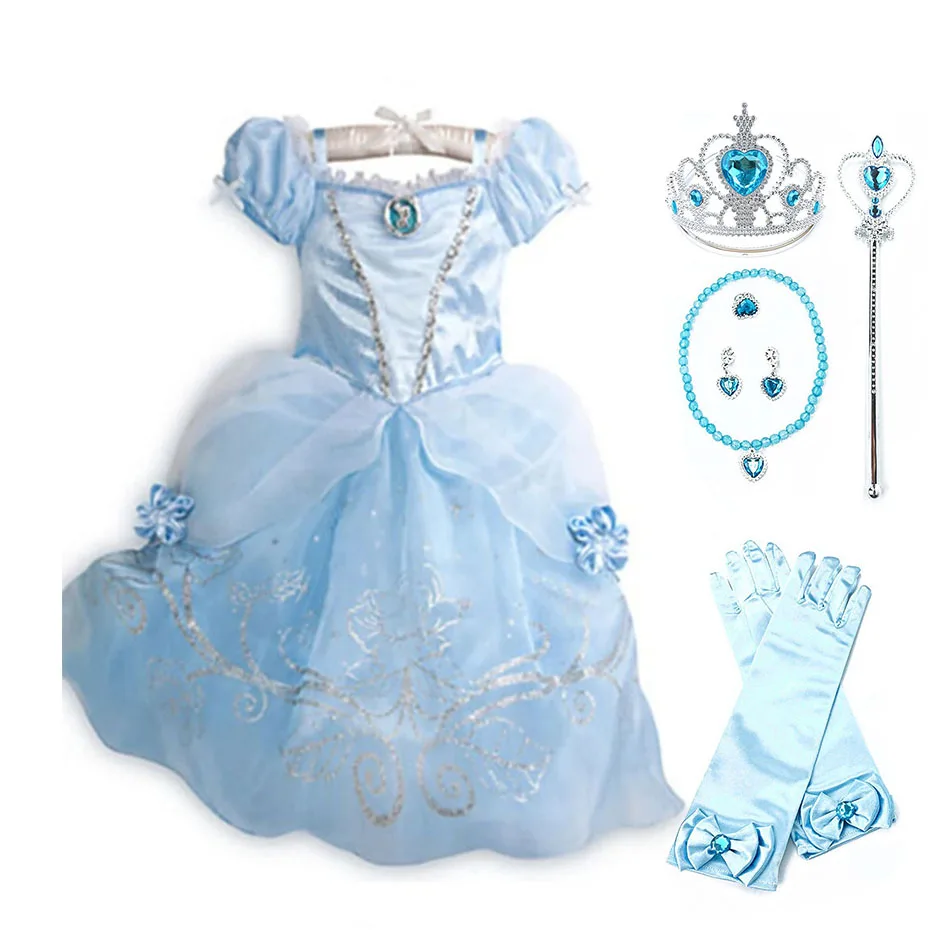 Cinderella Dress Girls Cosplay Costume Children Princess Dress Kids Birthday Halloween Christmas Party Evening Elegant Dress