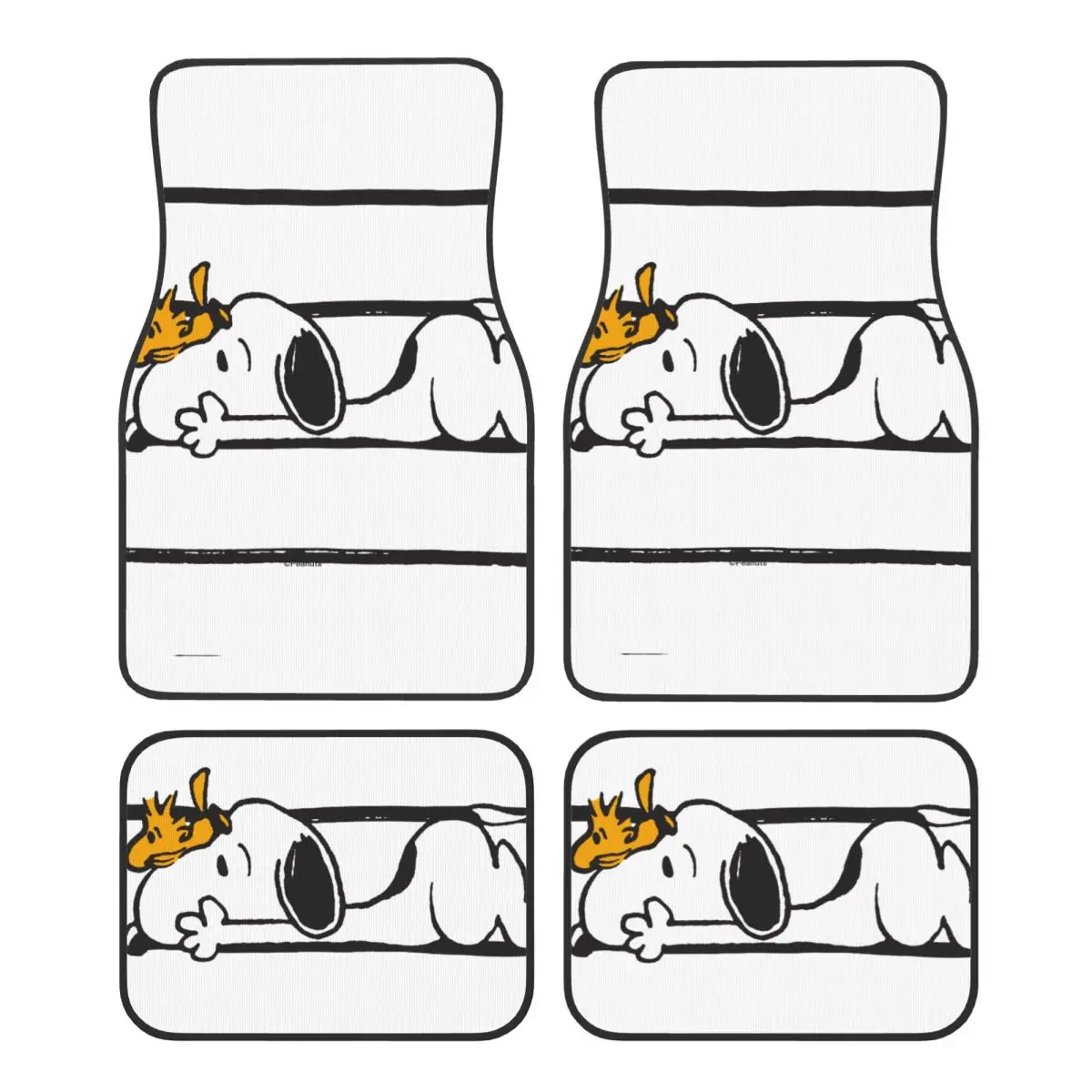 

Snoopys Cartoon Dog Universal Fit Car Floor Mats Waterproof Car Carpet Mat Set of 4pcs with Anti-Slip Backing Fit for SUV Trucks