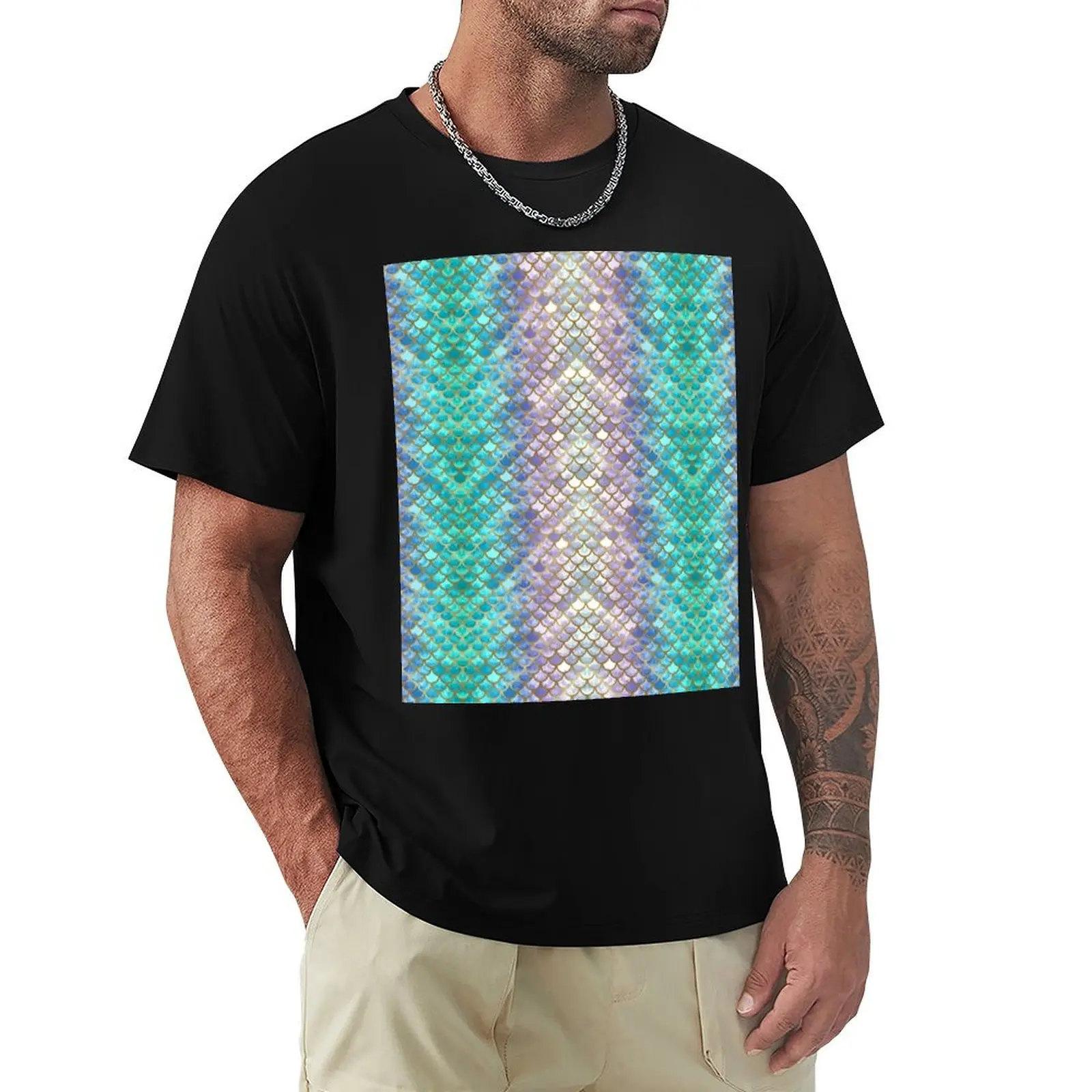 Pretty Mermaid Scales 38 T-Shirt Industrial Work Tee Shirt