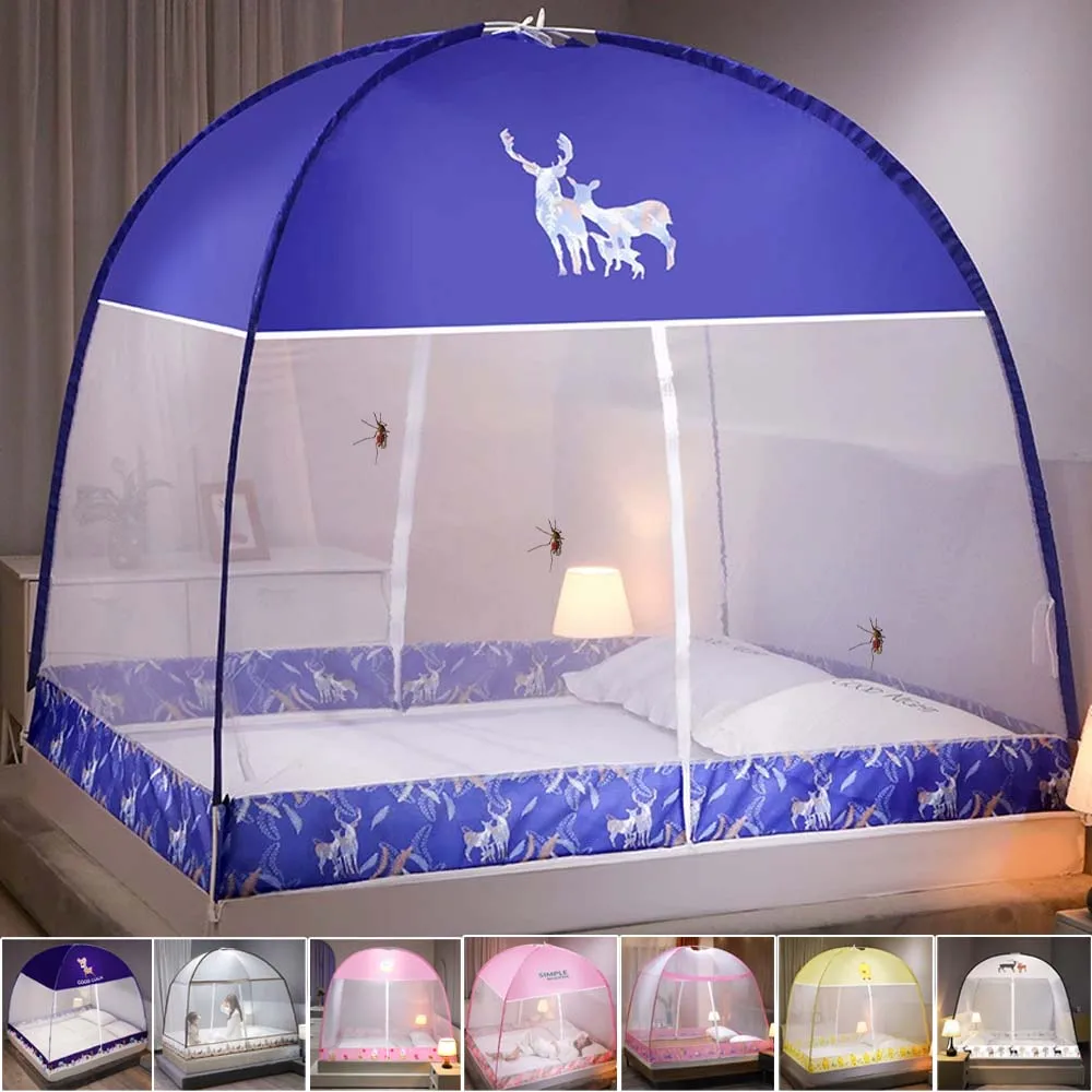 Pop Up Mosquito Net Tent Foldable Double Bed Mesh Canopy Breathable Anti Mosquito Bed Canopy for Home Travel Camping 모기장 텐트