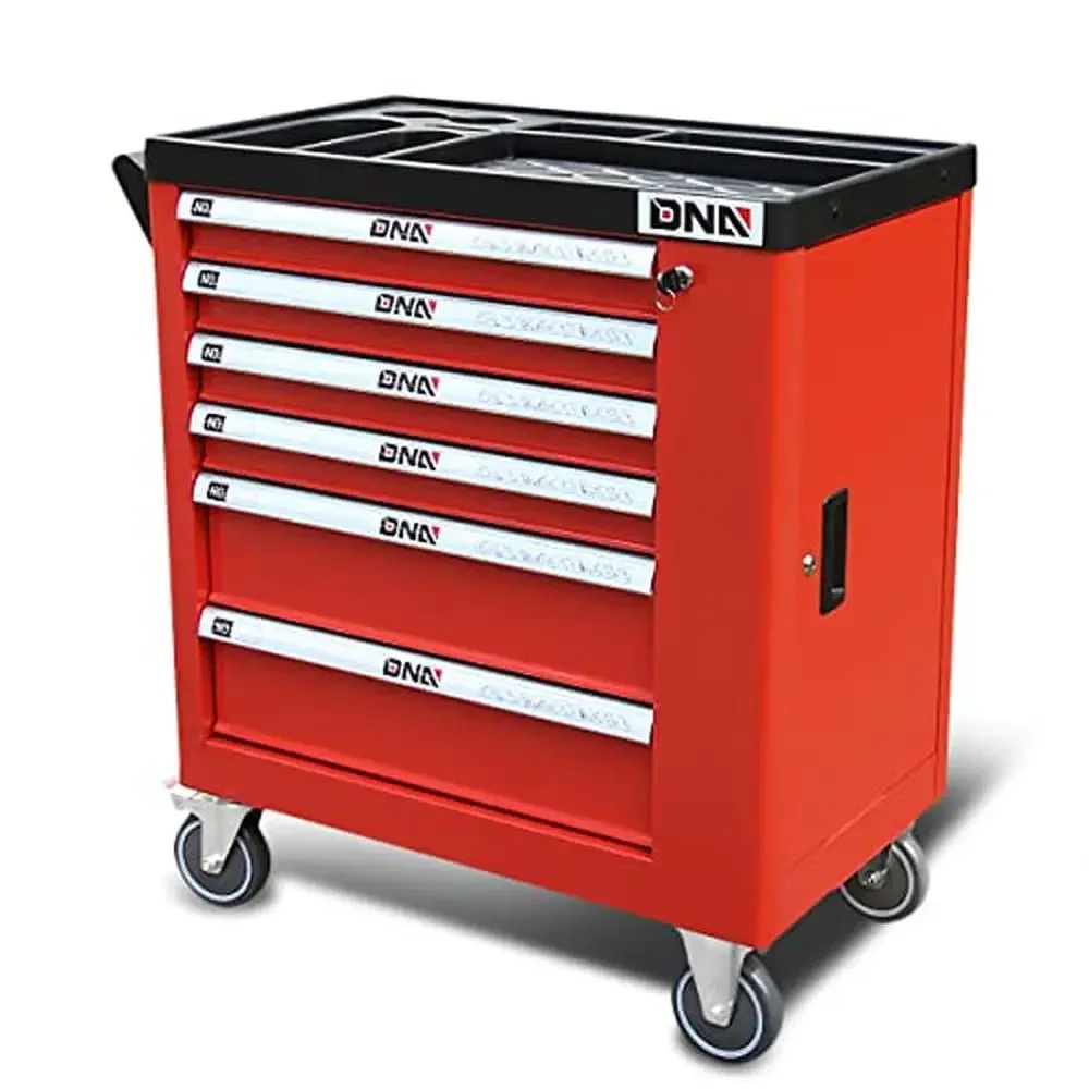 

36" Heavy Duty Lockable Slide Tool Chest Rolling Cart Cabinet with 6-Drawers ABS Divider Tray Top Steel Construction 700Lbs